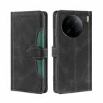 For vivo X90 Pro 5G Skin Feel Magnetic Buckle Leather Phone Case(Black)