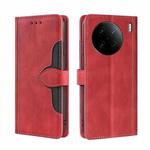 For vivo X90 Pro 5G Skin Feel Magnetic Buckle Leather Phone Case(Red)