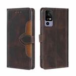For TCL 40R 5G Skin Feel Magnetic Buckle Leather Phone Case(Brown)