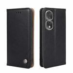 For Honor 80 Pro Non-Magnetic Retro Texture Flip Leather Phone Case(Black)
