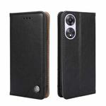 For OPPO A58 5G Non-Magnetic Retro Texture Flip Leather Phone Case(Black)