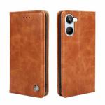 For Realme 10 4G Non-Magnetic Retro Texture Flip Leather Phone Case(Brown)
