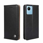 For Realme C30s Non-Magnetic Retro Texture Flip Leather Phone Case(Black)