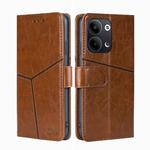 For OPPO Reno9 5G / Reno9 Pro 5G Geometric Stitching Horizontal Flip Leather Phone Case(Light Brown)