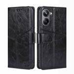 For Realme 10 Pro 5G Geometric Stitching Horizontal Flip Leather Phone Case(Black)