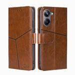 For Realme 10 Pro 5G Geometric Stitching Horizontal Flip Leather Phone Case(Light Brown)