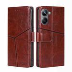 For Realme 10 Pro 5G Geometric Stitching Horizontal Flip Leather Phone Case(Dark Brown)
