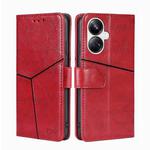 For Realme 10 Pro+ 5G Geometric Stitching Horizontal Flip Leather Phone Case(Red)