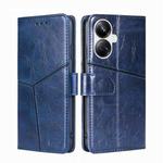 For Realme 10 Pro+ 5G Geometric Stitching Horizontal Flip Leather Phone Case(Blue)
