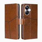 For Realme 10 Pro+ 5G Geometric Stitching Horizontal Flip Leather Phone Case(Light Brown)