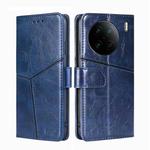 For vivo X90 Pro 5G Geometric Stitching Horizontal Flip Leather Phone Case(Blue)