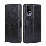 For TCL 40R 5G Geometric Stitching Horizontal Flip Leather Phone Case(Black)