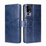 For TCL 40R 5G Geometric Stitching Horizontal Flip Leather Phone Case(Blue)