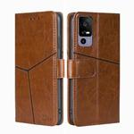 For TCL 40R 5G Geometric Stitching Horizontal Flip Leather Phone Case(Light Brown)