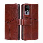 For TCL 40R 5G Geometric Stitching Horizontal Flip Leather Phone Case(Dark Brown)