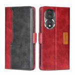 For Honor 80 Contrast Color Side Buckle Leather Phone Case(Red+Black)