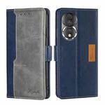 For Honor 80 Contrast Color Side Buckle Leather Phone Case(Blue+Grey)