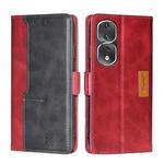 For Honor 80 Pro Contrast Color Side Buckle Leather Phone Case(Red+Black)