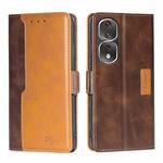 For Honor 80 Pro Contrast Color Side Buckle Leather Phone Case(Dark Brown+Gold)