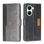 For Huawei nova 10 SE Contrast Color Side Buckle Leather Phone Case(Black+Grey)