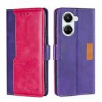 For Huawei nova 10 SE Contrast Color Side Buckle Leather Phone Case(Purple+Rose Red)