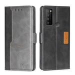 For TCL 30XL 2022 Contrast Color Side Buckle Leather Phone Case(Black+Grey)