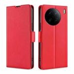 For vivo X90 Pro 5G Ultra-thin Voltage Side Buckle Horizontal Flip Leather Phone Case(Red)