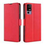 For TCL 40R 5G Ultra-thin Voltage Side Buckle Horizontal Flip Leather Phone Case(Red)
