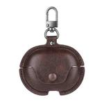 For Huawei FreeBuds Pro Business Leather Earphone Protective Case with Hook(Dark Brown)