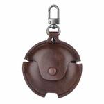 For Huawei FreeBuds 4i / 5i Business Leather Earphone Protective Case with Hook(Dark Brown)