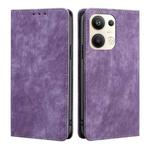 For OPPO Reno9 Pro+ 5G RFID Anti-theft Brush Magnetic Leather Phone Case(Purple)