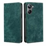 For Realme 10 Pro 5G RFID Anti-theft Brush Magnetic Leather Phone Case(Green)