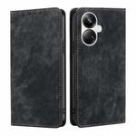 For Realme 10 Pro+ 5G RFID Anti-theft Brush Magnetic Leather Phone Case(Black)
