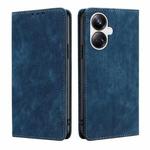 For Realme 10 Pro+ 5G RFID Anti-theft Brush Magnetic Leather Phone Case(Blue)