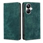 For Realme 10 Pro+ 5G RFID Anti-theft Brush Magnetic Leather Phone Case(Green)