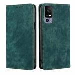 For TCL 40R 5G RFID Anti-theft Brush Magnetic Leather Phone Case(Green)