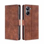 For Realme 10 Pro 5G Skin Feel Crocodile Magnetic Clasp Leather Phone Case(Brown)