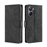 For Realme 10 Pro 5G Skin Feel Crocodile Magnetic Clasp Leather Phone Case(Black)