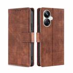 For Realme 10 Pro+ 5G Skin Feel Crocodile Magnetic Clasp Leather Phone Case(Brown)
