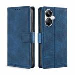 For Realme 10 Pro+ 5G Skin Feel Crocodile Magnetic Clasp Leather Phone Case(Blue)