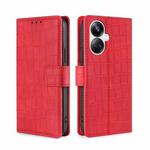 For Realme 10 Pro+ 5G Skin Feel Crocodile Magnetic Clasp Leather Phone Case(Red)