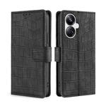 For Realme 10 Pro+ 5G Skin Feel Crocodile Magnetic Clasp Leather Phone Case(Black)