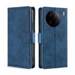 For vivo X90 Pro 5G Skin Feel Crocodile Magnetic Clasp Leather Phone Case(Blue)
