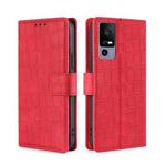 For TCL 40R 5G Skin Feel Crocodile Magnetic Clasp Leather Phone Case(Red)