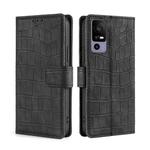 For TCL 40R 5G Skin Feel Crocodile Magnetic Clasp Leather Phone Case(Black)