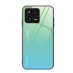 For Xiaomi 13 Gradient Color Glass Phone Case(Green Cyan)