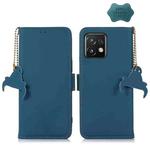 For Motorola Moto X40 Pro Genuine Leather Magnetic RFID Leather Phone Case(Blue)