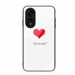For OPPO A1 Pro Colorful Painted Glass Phone Case(Red Heart)