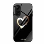 For OPPO A1 Pro Colorful Painted Glass Phone Case(Black Love)