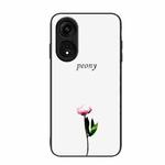 For OPPO A1 Pro Colorful Painted Glass Phone Case(Peony)
